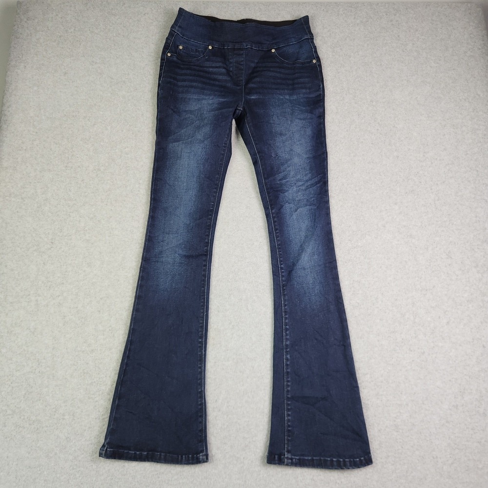Bluberry Jeans Women S/P 6-8 Blue Stella Boot Leg Pull On Dark Rinse Stretch